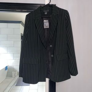 Black and white striped business blazer